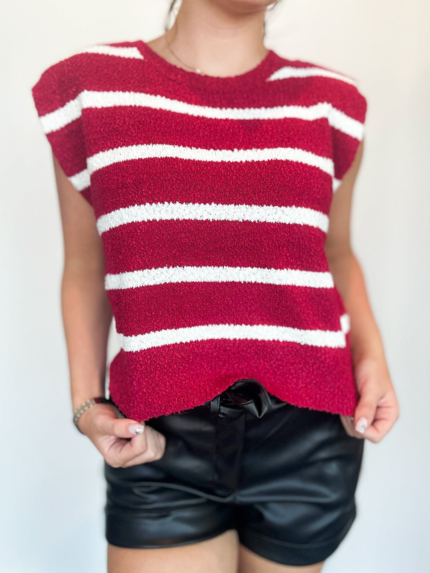 Sleeveless Striped Knit Top-130 - TOPS - SWEATERS/SWEATSHIRTS-STRUT AND BOLT-[option4]-[option5]-[option6]-Leather & Lace Boutique Shop