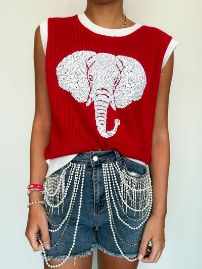 Elephant Sequin Sleeveless Sweater-100 - TOPS - SHORT SLEEVE/SLEEVELESS-WHY DRESS-[option4]-[option5]-[option6]-Leather & Lace Boutique Shop