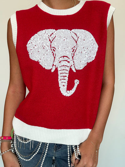 Elephant Sequin Sleeveless Sweater-100 - TOPS - SHORT SLEEVE/SLEEVELESS-WHY DRESS-[option4]-[option5]-[option6]-Leather & Lace Boutique Shop