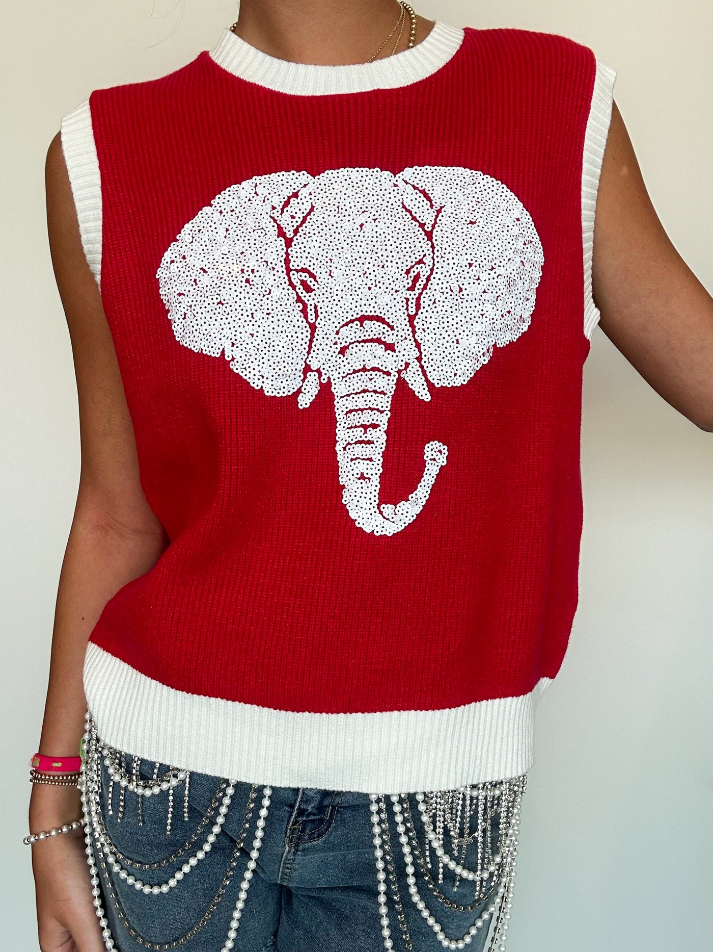 Elephant Sequin Sleeveless Sweater-100 - TOPS - SHORT SLEEVE/SLEEVELESS-WHY DRESS-[option4]-[option5]-[option6]-Leather & Lace Boutique Shop