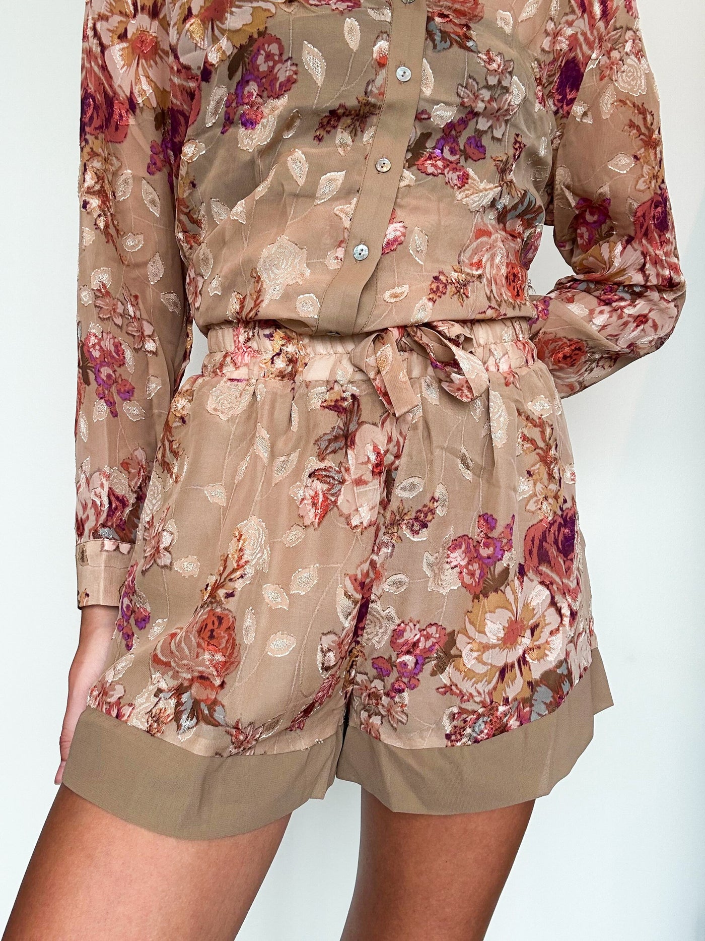 Floral Chiffon Shirt & Shorts Set-170 - SETS-ILLA ILLA-[option4]-[option5]-[option6]-Leather & Lace Boutique Shop