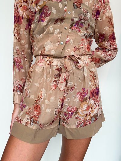 Floral Chiffon Shirt & Shorts Set-170 - SETS-ILLA ILLA-[option4]-[option5]-[option6]-Leather & Lace Boutique Shop