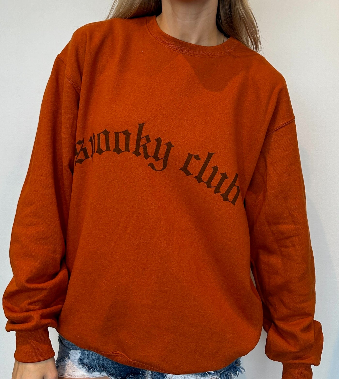 Spooky Club Graphic Sweatshirt- Rust-135 - DEMAND GRAPHIC-LEATHER & LACE-[option4]-[option5]-[option6]-Leather & Lace Boutique Shop