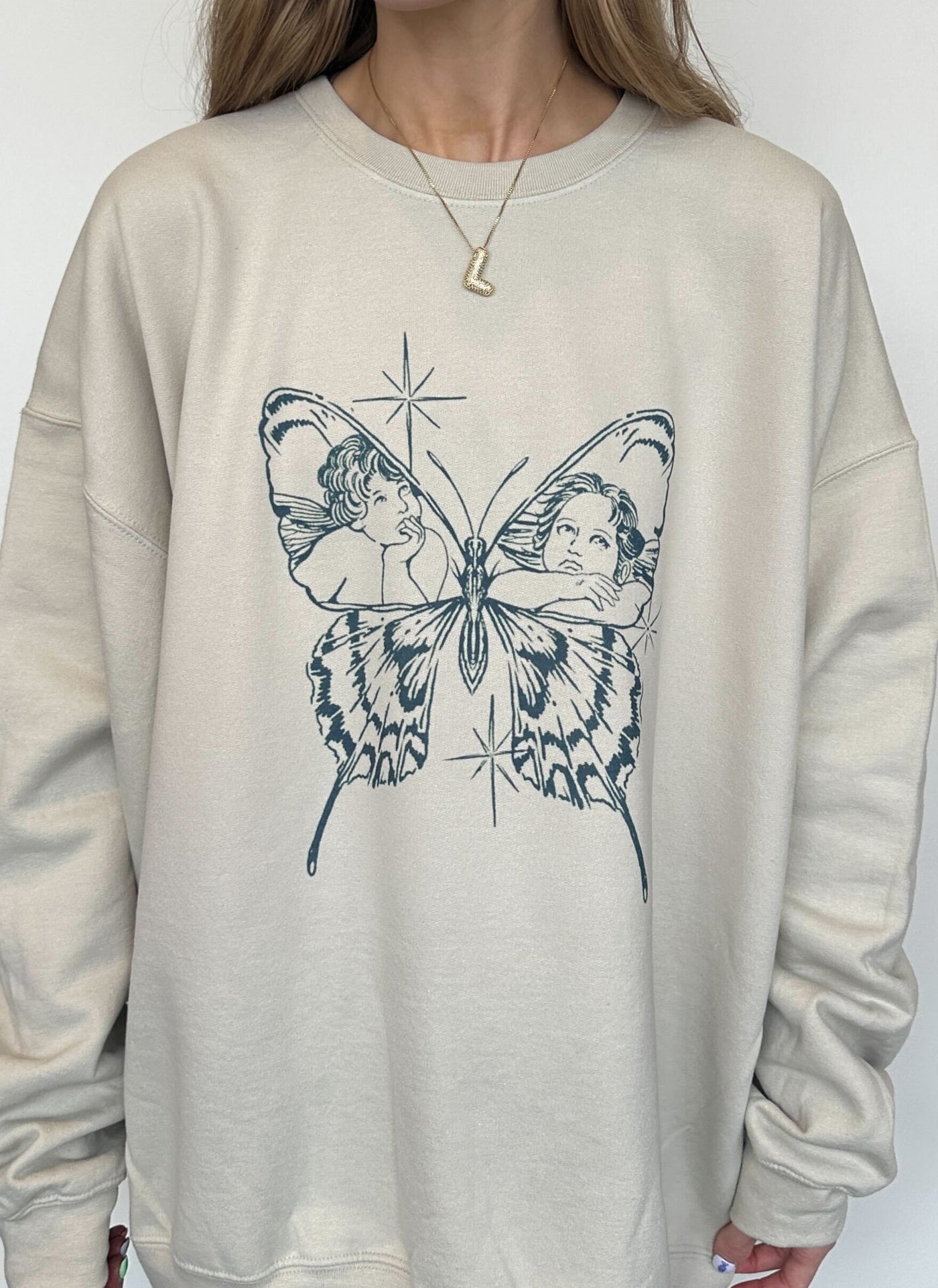 Celestial Flutter Graphic Sweatshirt-135 - DEMAND GRAPHIC-LEATHER & LACE-[option4]-[option5]-[option6]-Leather & Lace Boutique Shop