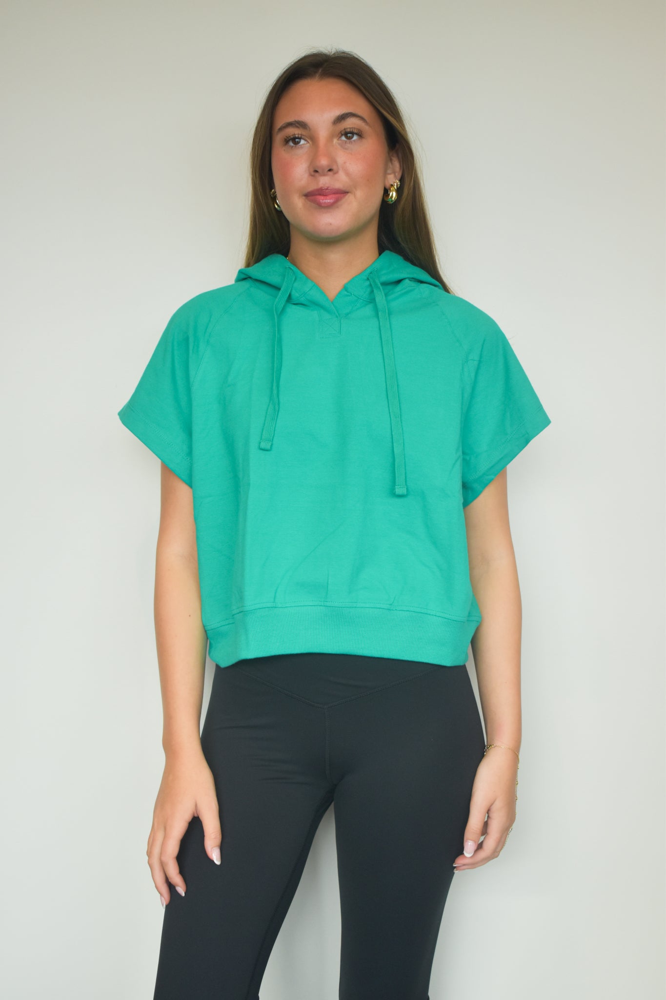 Cotton Cropped Hoodie- Kelly Green-100 - TOPS - SHORT SLEEVE/SLEEVELESS-RAE MODE-[option4]-[option5]-[option6]-Leather & Lace Boutique Shop