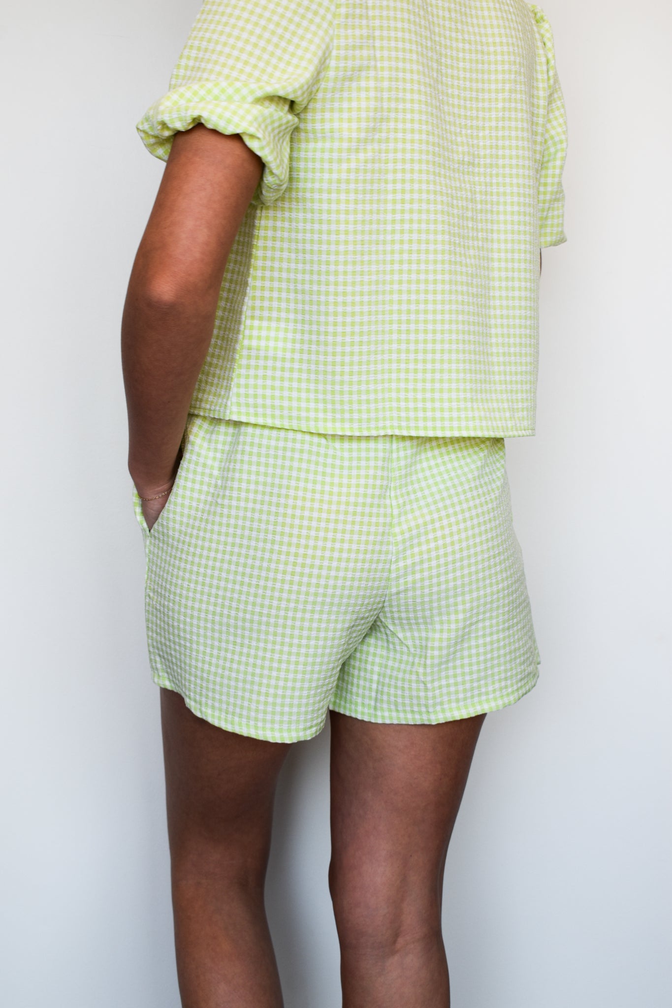 Rosie Gingham Tie Shorts- Lime-170 - SETS-HYFVE-[option4]-[option5]-[option6]-Leather & Lace Boutique Shop