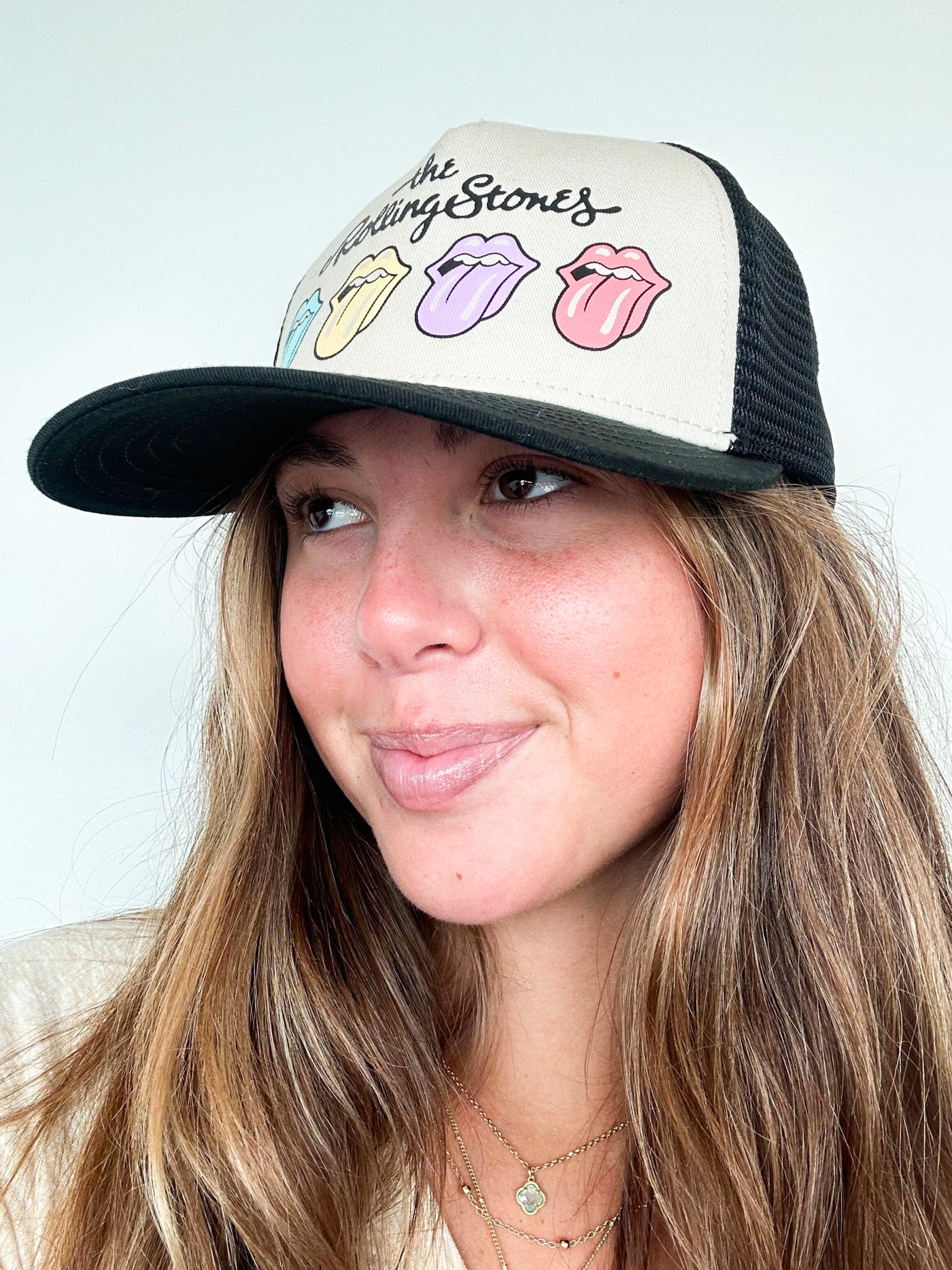 Rolling Stones Wide Brim Trucker Hat-190 - ACCESSORIES - HATS/HEADWEAR-AMERICAN NEEDLE-[option4]-[option5]-[option6]-Leather & Lace Boutique Shop