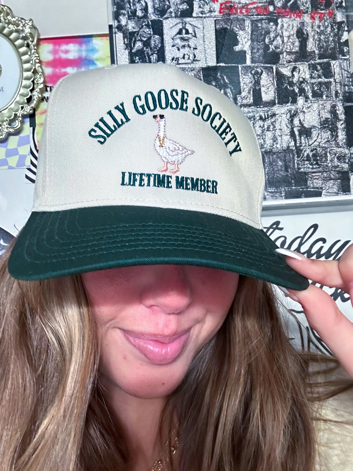 Silly Goose Society Wide Brim Trucker Hat-190 - ACCESSORIES - HATS/HEADWEAR-THE HAPPIEST-[option4]-[option5]-[option6]-Leather & Lace Boutique Shop