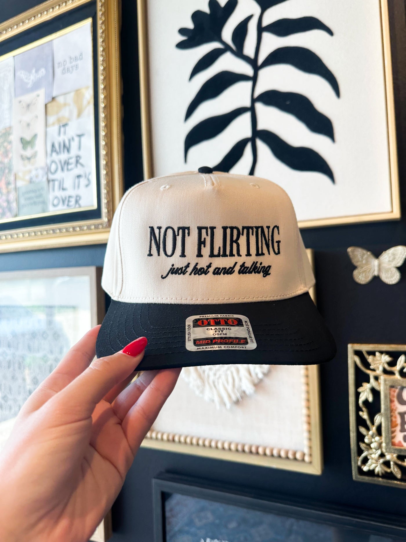 Not Flirting Wide Brim Trucker Hat- Black-190 - ACCESSORIES - HATS/HEADWEAR-THE HAPPIEST-[option4]-[option5]-[option6]-Leather & Lace Boutique Shop