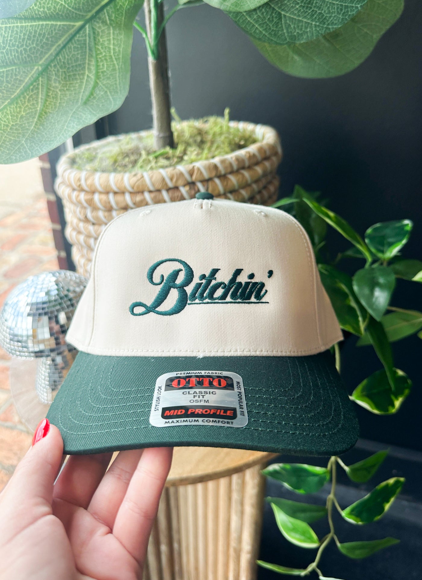 Bitchin' Embroidered Hat- Green-190 - ACCESSORIES - HATS/HEADWEAR-THE HAPPIEST-[option4]-[option5]-[option6]-Leather & Lace Boutique Shop