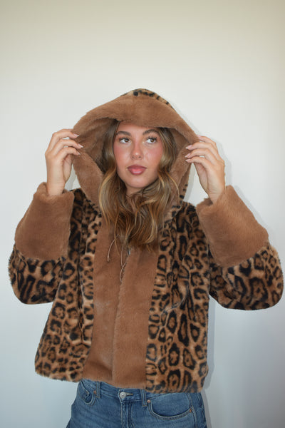 Hooded Fur Leopard Jacket-140 - TOPS - LAYERS/OUTERWEAR-HIGHLIGHT-[option4]-[option5]-[option6]-Leather & Lace Boutique Shop