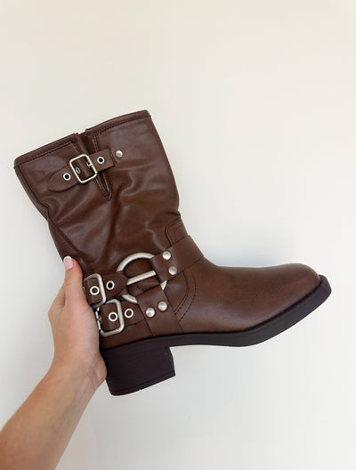 Ivanka Harness Boots- Brown-180 - SHOES-FOREVER LINK-[option4]-[option5]-[option6]-Leather & Lace Boutique Shop