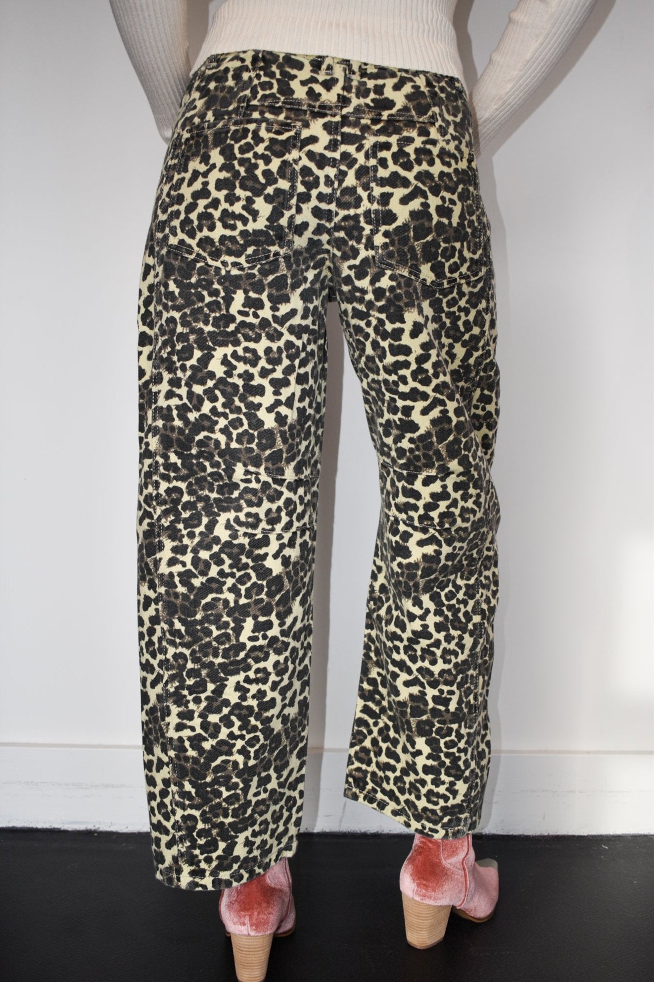 Leopard High Rise Barrel Denim-160 - BOTTOMS - OTHER-AARON AND AMBER-[option4]-[option5]-[option6]-Leather & Lace Boutique Shop