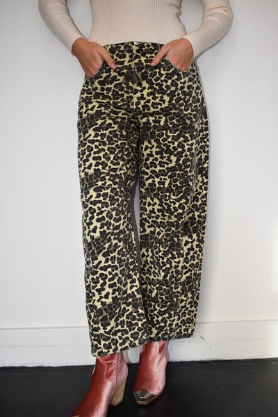 Leopard High Rise Barrel Denim-150 - BOTTOMS - DENIM-AARON AND AMBER-[option4]-[option5]-[option6]-Leather & Lace Boutique Shop