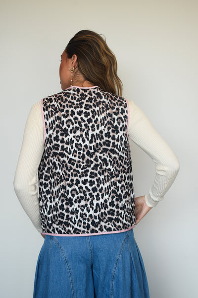 Quilted Leopard Sleeveless Vest-140 - TOPS - LAYERS/OUTERWEAR-SWEET GENERIS-[option4]-[option5]-[option6]-Leather & Lace Boutique Shop