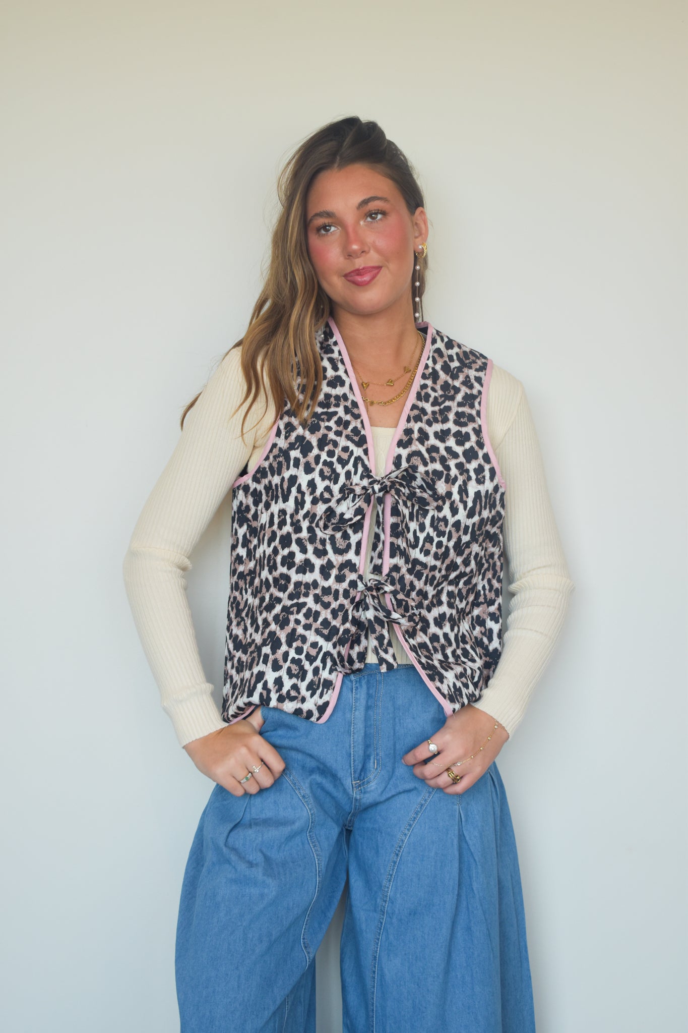 Quilted Leopard Sleeveless Vest-140 - TOPS - LAYERS/OUTERWEAR-SWEET GENERIS-[option4]-[option5]-[option6]-Leather & Lace Boutique Shop