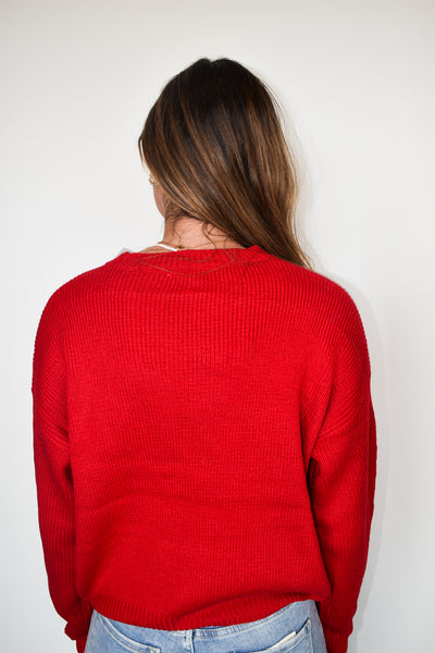 Very Merry Knitted Sweater - Red-130 - TOPS - SWEATERS/SWEATSHIRTS-EESOME-[option4]-[option5]-[option6]-Leather & Lace Boutique Shop