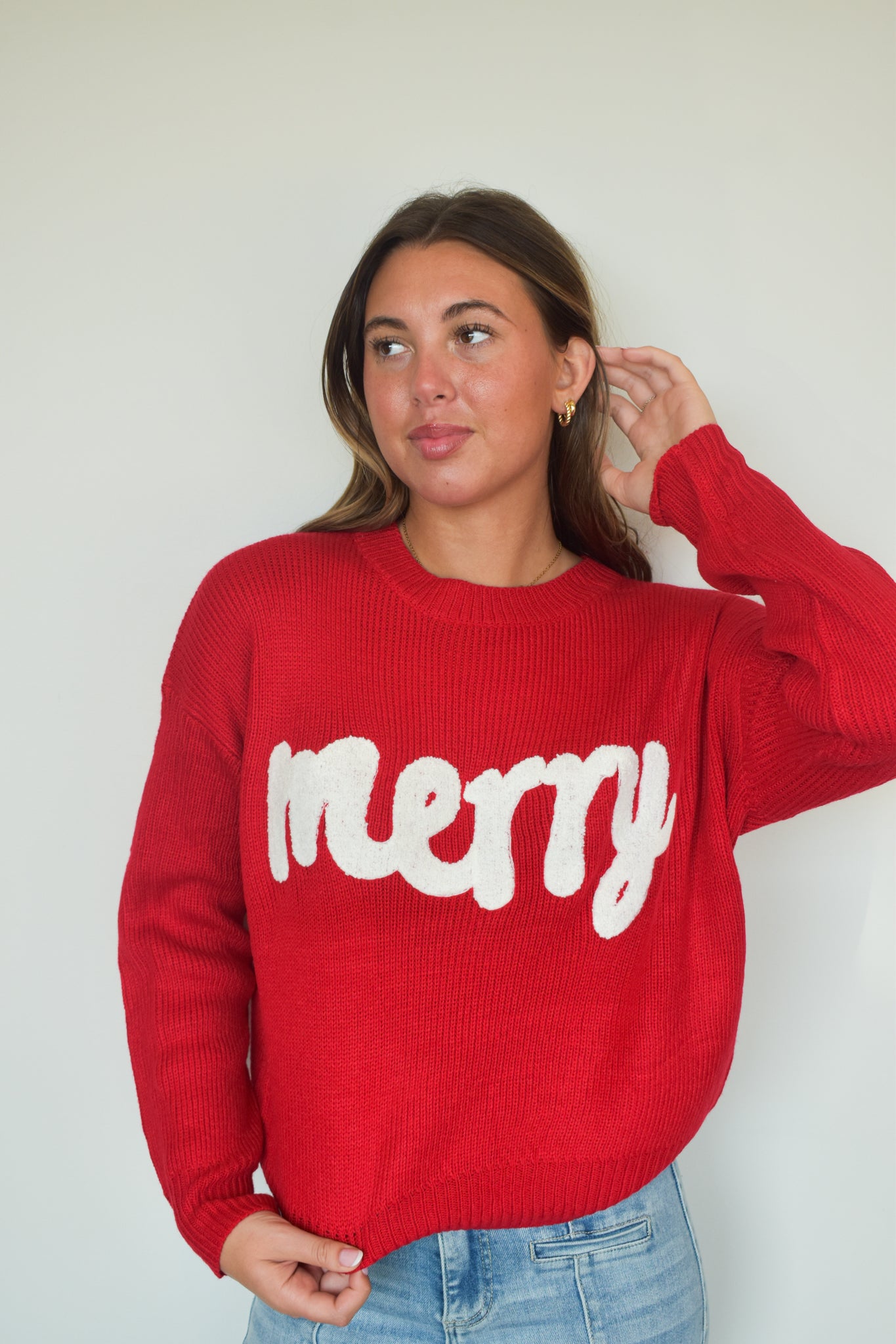 Very Merry Knitted Sweater - Red-130 - TOPS - SWEATERS/SWEATSHIRTS-EESOME-[option4]-[option5]-[option6]-Leather & Lace Boutique Shop