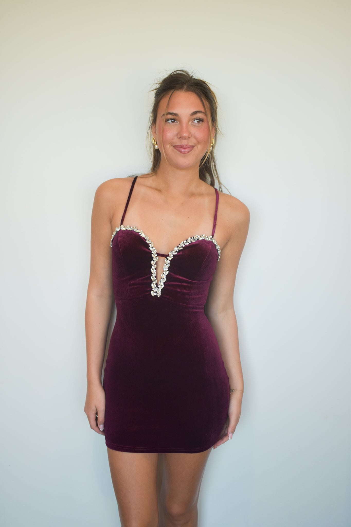 Velvet Mini Dress-170 - DRESSES / ROMPERS / SETS-PRIVY-[option4]-[option5]-[option6]-Leather & Lace Boutique Shop