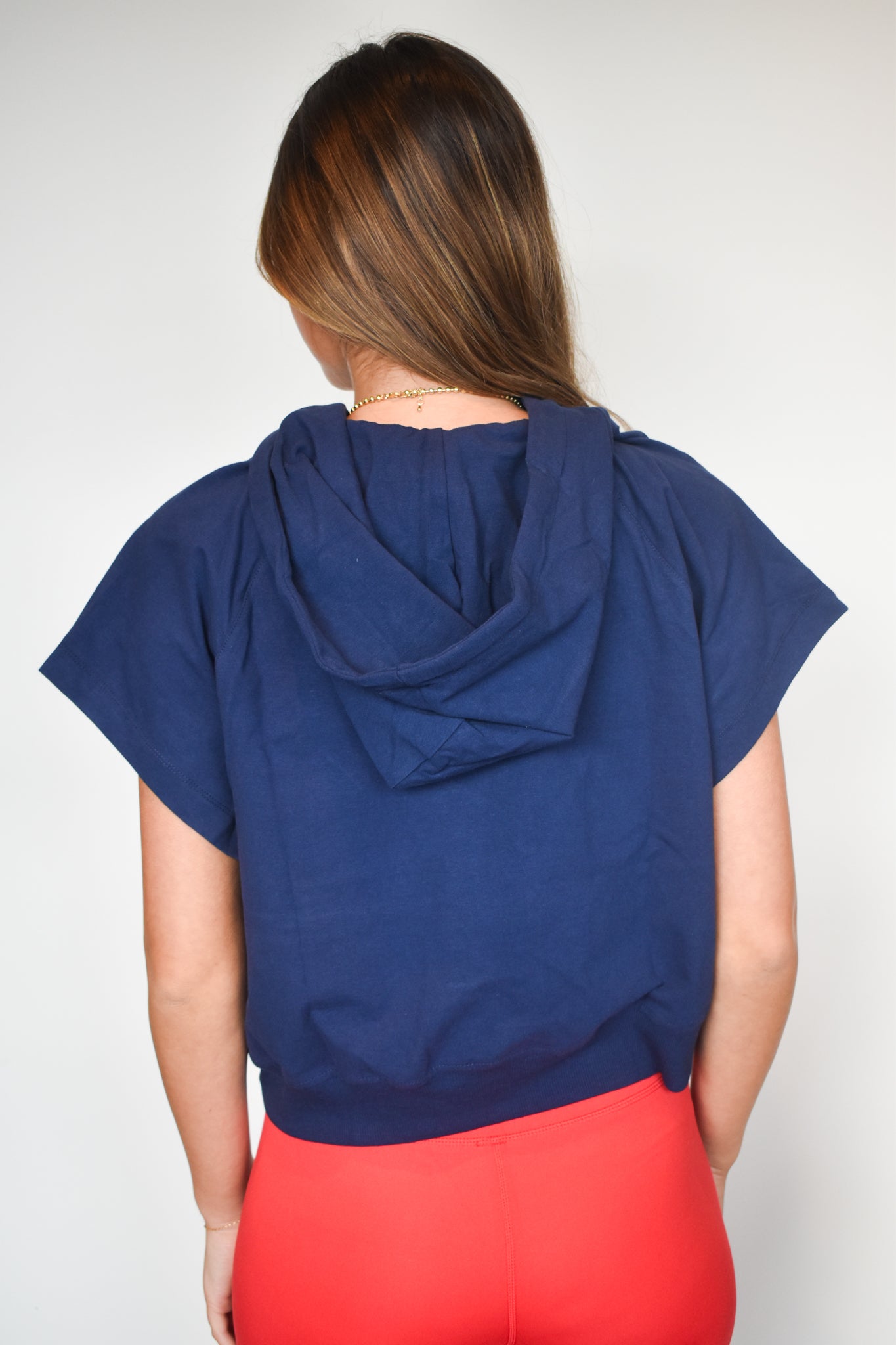 Cotton Cropped Hoodie- Navy-100 - TOPS - SHORT SLEEVE/SLEEVELESS-RAE MODE-[option4]-[option5]-[option6]-Leather & Lace Boutique Shop