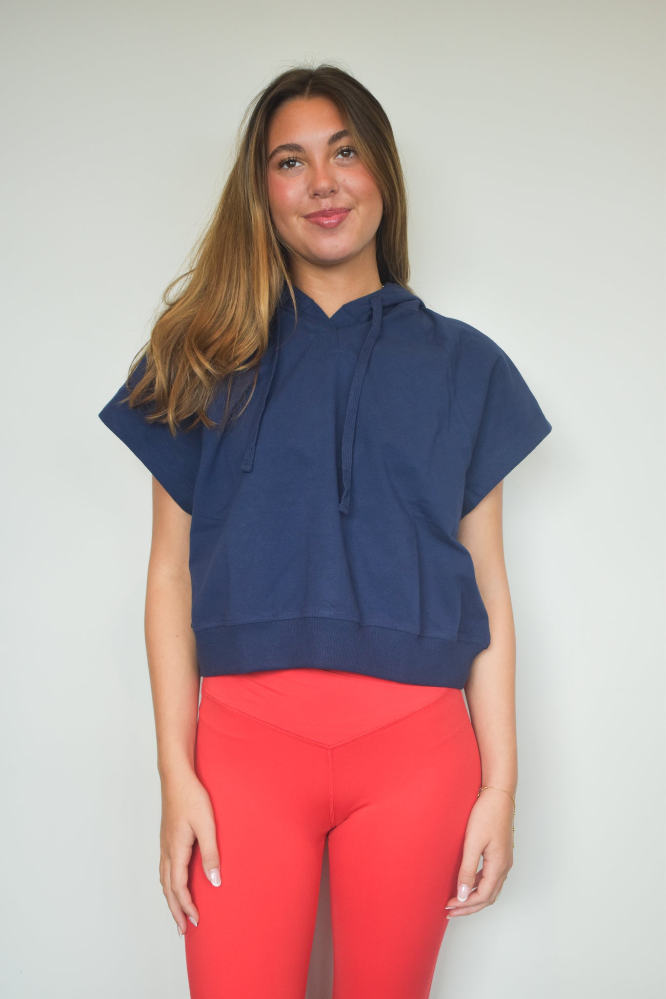 Cotton Cropped Hoodie- Navy-100 - TOPS - SHORT SLEEVE/SLEEVELESS-RAE MODE-[option4]-[option5]-[option6]-Leather & Lace Boutique Shop