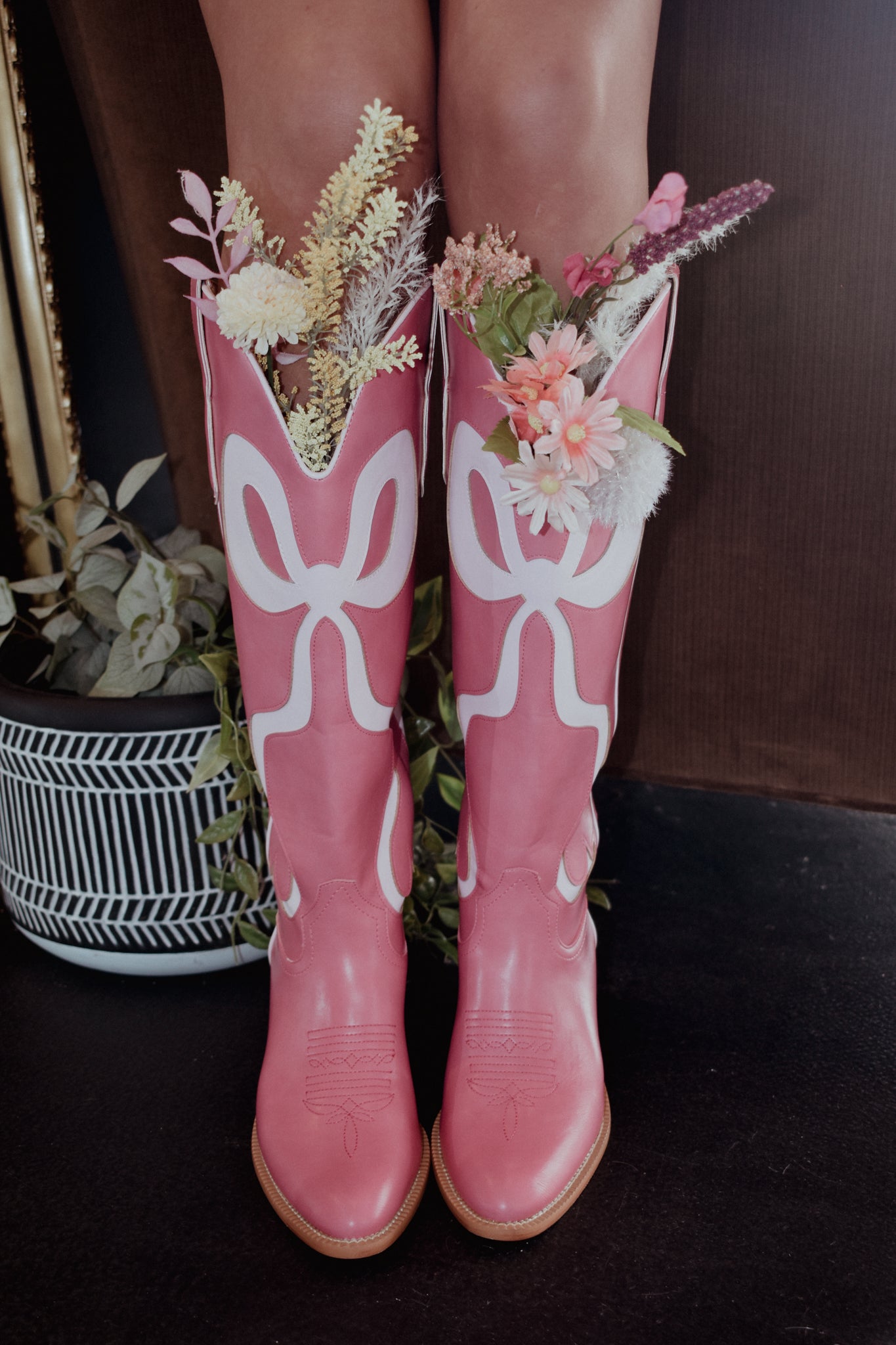 Coquette Bow Cowboy Boots- Hot Pink/Bubblegum-180 - SHOES-MIIM-[option4]-[option5]-[option6]-Leather & Lace Boutique Shop