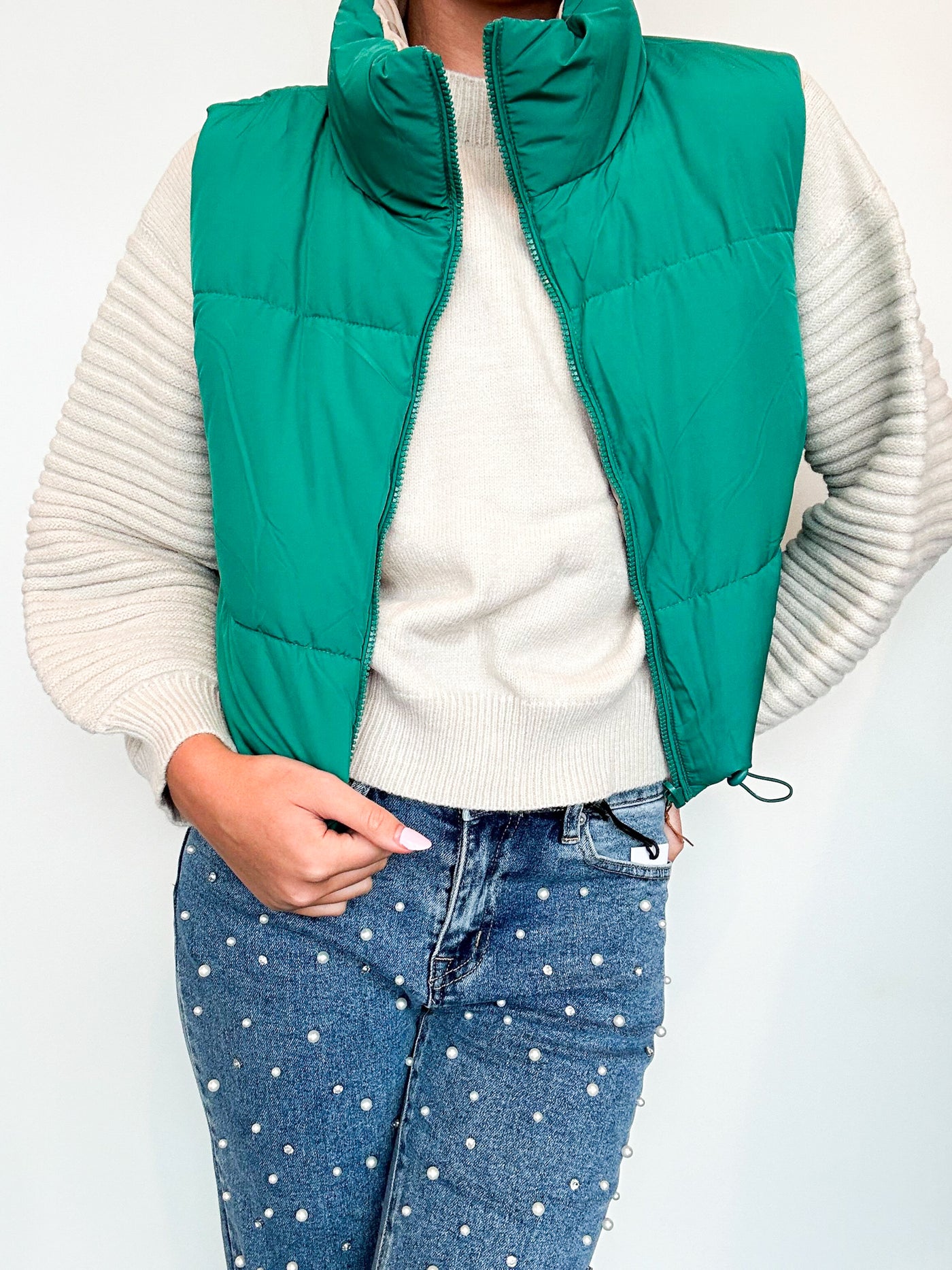 Warm Up Reversible Puffer Vest - Kelly Green-140 - TOPS - LAYERS/OUTERWEAR-LOVE TREE-[option4]-[option5]-[option6]-Leather & Lace Boutique Shop