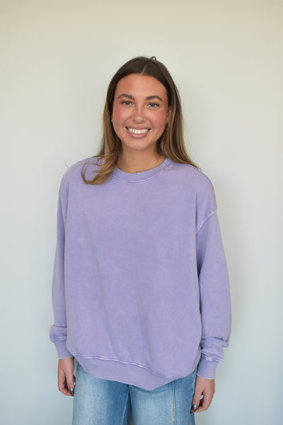 Mia Oversized Crewneck- Lavender-130 - TOPS - SWEATERS/SWEATSHIRTS-HYFVE-[option4]-[option5]-[option6]-Leather & Lace Boutique Shop