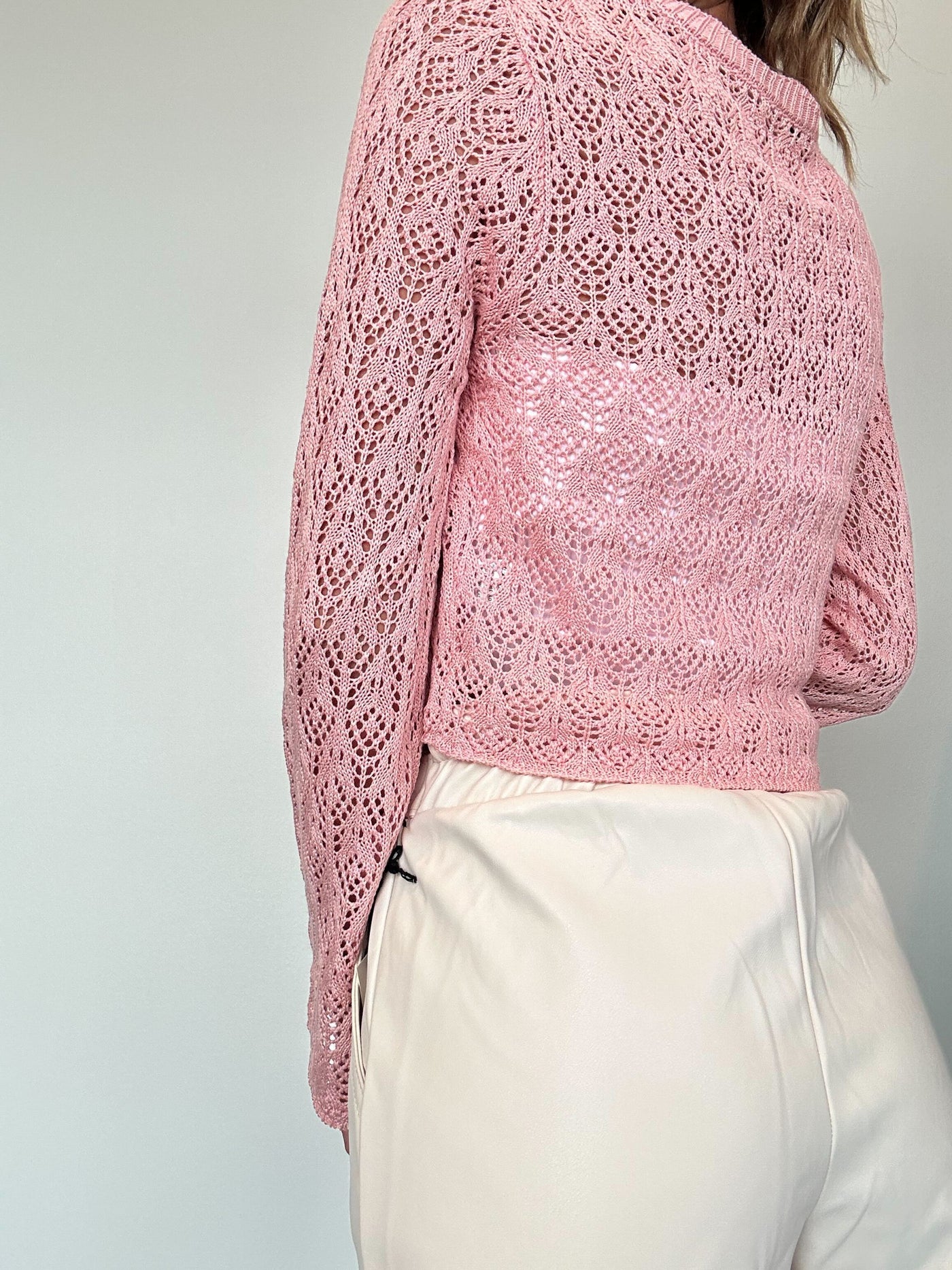 Summer Knit Cropped Long Sleeve- Blush-130 - TOPS - SWEATERS/SWEATSHIRTS-HAUTE MONDE-[option4]-[option5]-[option6]-Leather & Lace Boutique Shop