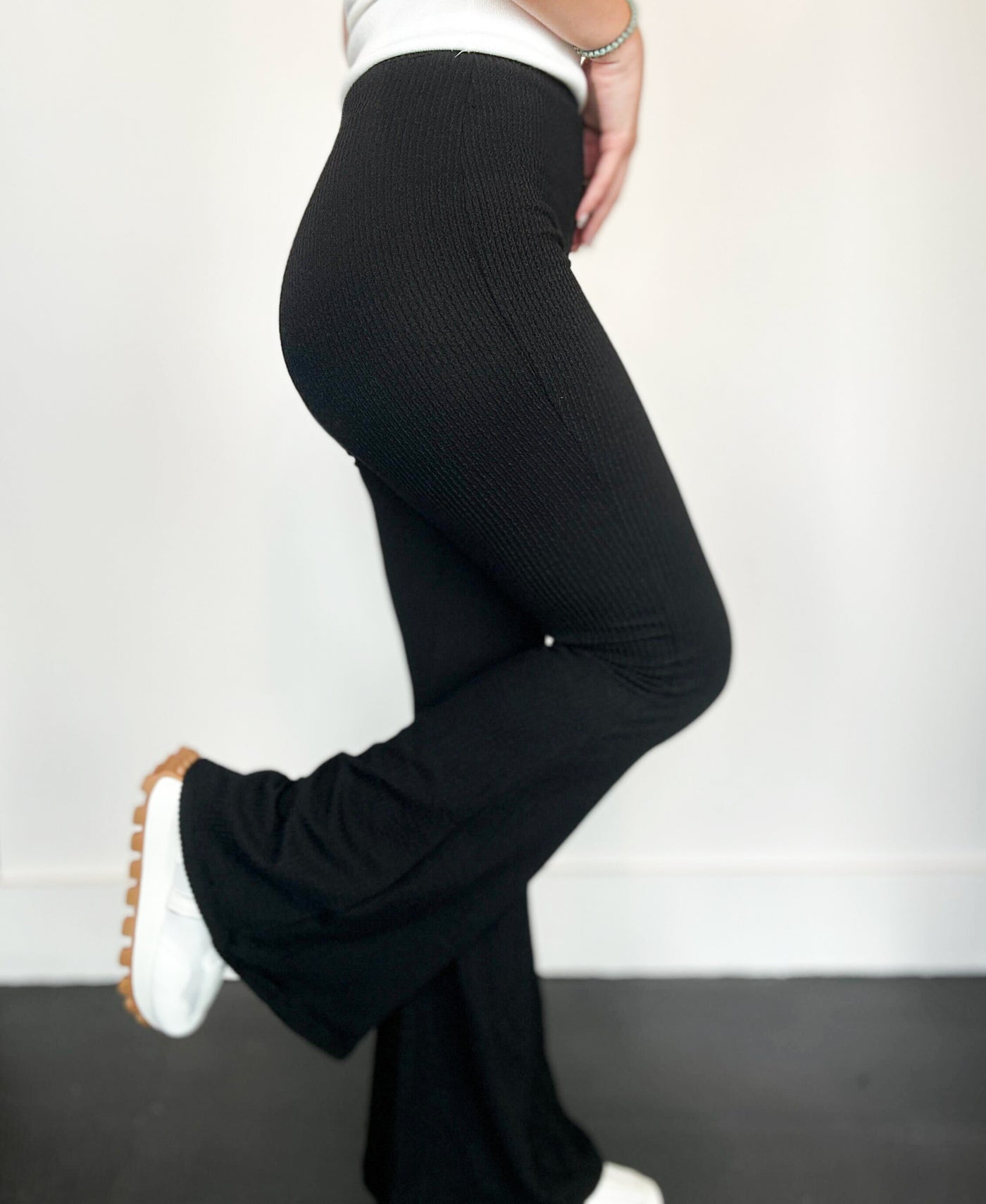 Ribbed Knit Flare Pants- Black-160 - BOTTOMS - OTHER-MISTY ROSE-[option4]-[option5]-[option6]-Leather & Lace Boutique Shop