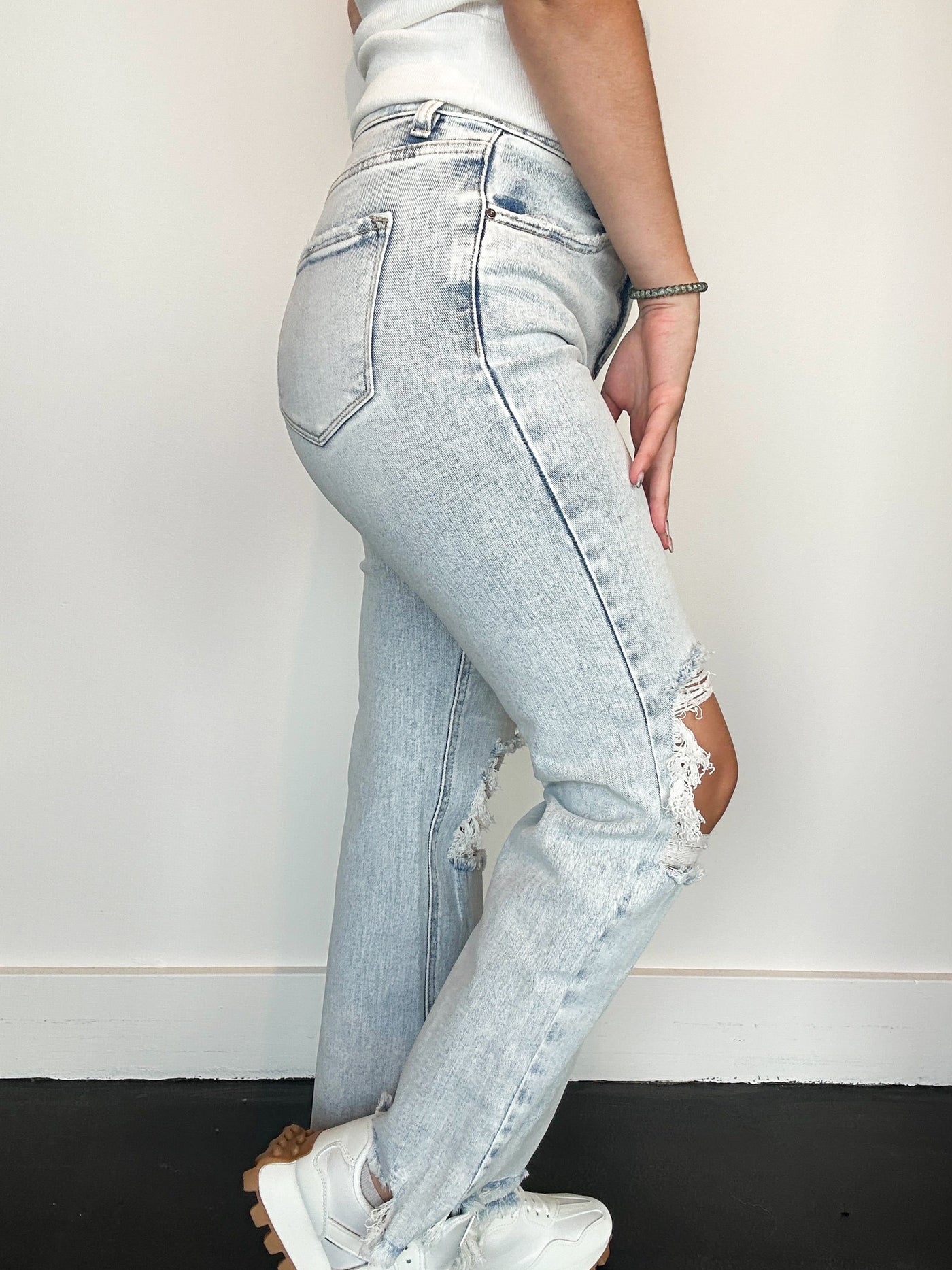 High Rise Crop Straight Denim- Light Wash-150 - BOTTOMS - DENIM-RISEN-[option4]-[option5]-[option6]-Leather & Lace Boutique Shop