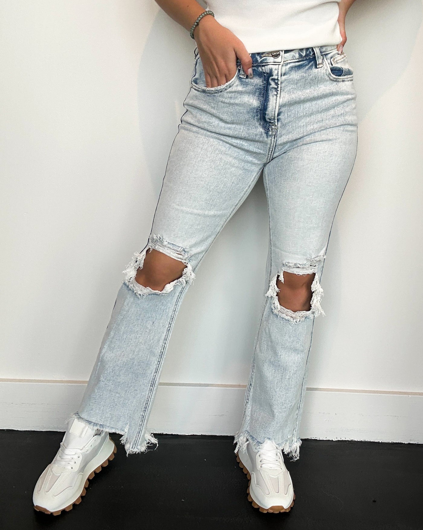 High Rise Crop Straight Denim- Light Wash-150 - BOTTOMS - DENIM-RISEN-[option4]-[option5]-[option6]-Leather & Lace Boutique Shop