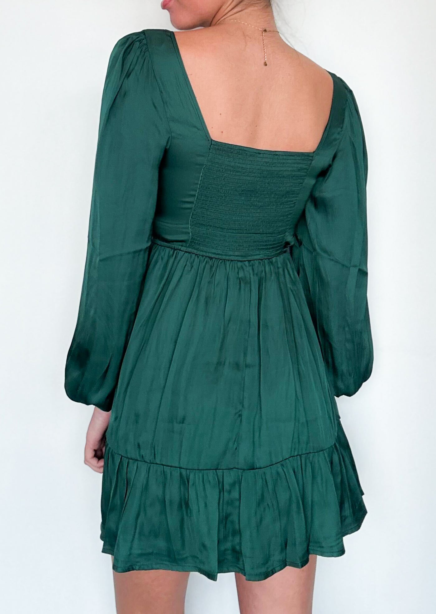 Maria Emerald Square Neck Dress-170 - DRESSES-MINE-[option4]-[option5]-[option6]-Leather & Lace Boutique Shop