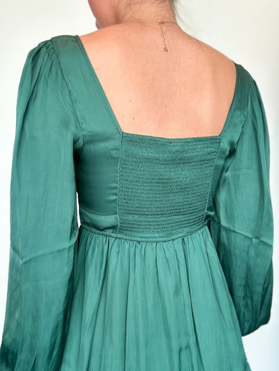 Maria Emerald Square Neck Dress-170 - DRESSES-MINE-[option4]-[option5]-[option6]-Leather & Lace Boutique Shop