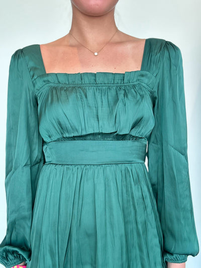 Maria Emerald Square Neck Dress-170 - DRESSES-MINE-[option4]-[option5]-[option6]-Leather & Lace Boutique Shop