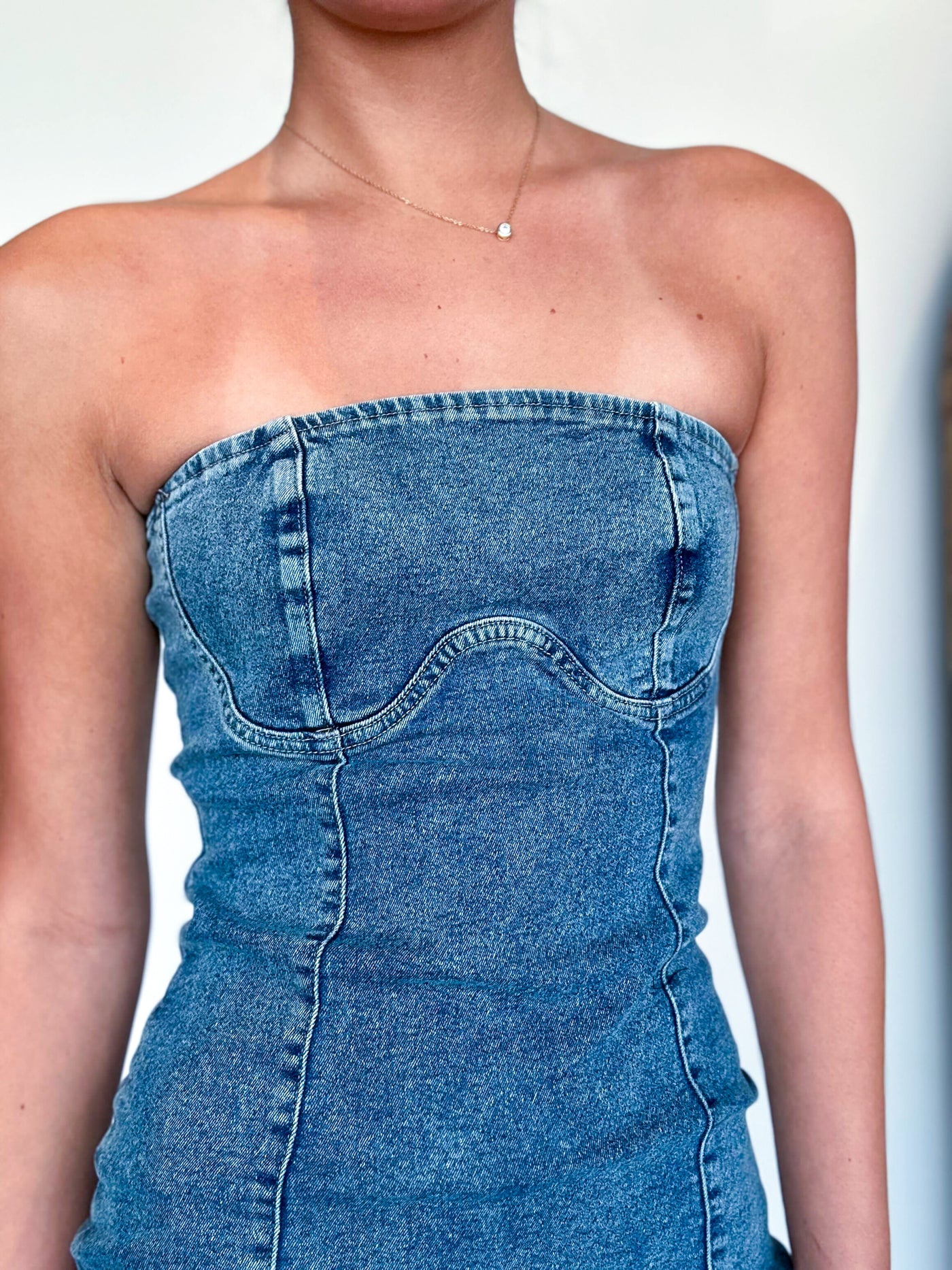 Denim Bodycon Dress-170 - DRESSES-TIMING-[option4]-[option5]-[option6]-Leather & Lace Boutique Shop