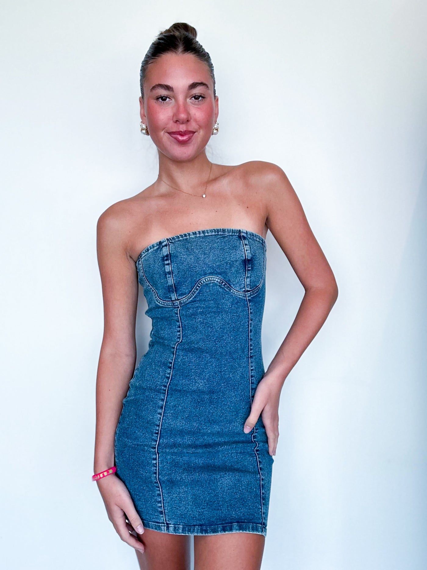 Denim Bodycon Dress-170 - DRESSES-TIMING-[option4]-[option5]-[option6]-Leather & Lace Boutique Shop