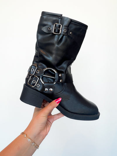 Ivanka Harness Boots- Black-180 - SHOES-FOREVER LINK-[option4]-[option5]-[option6]-Leather & Lace Boutique Shop