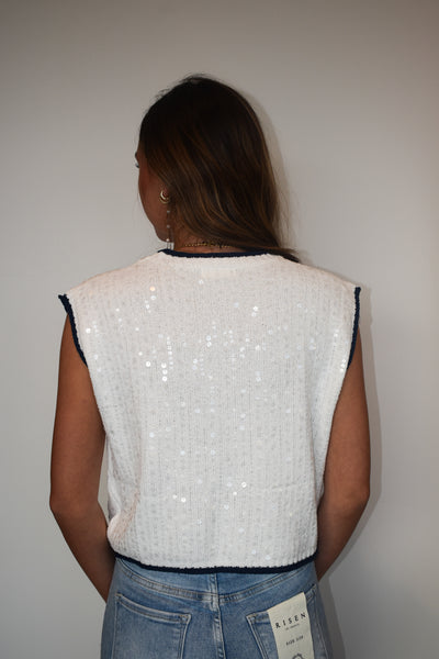 White Sparkle Sleeveless Sweater-100 - TOPS - SHORT SLEEVE/SLEEVELESS-MISS LOVE-[option4]-[option5]-[option6]-Leather & Lace Boutique Shop