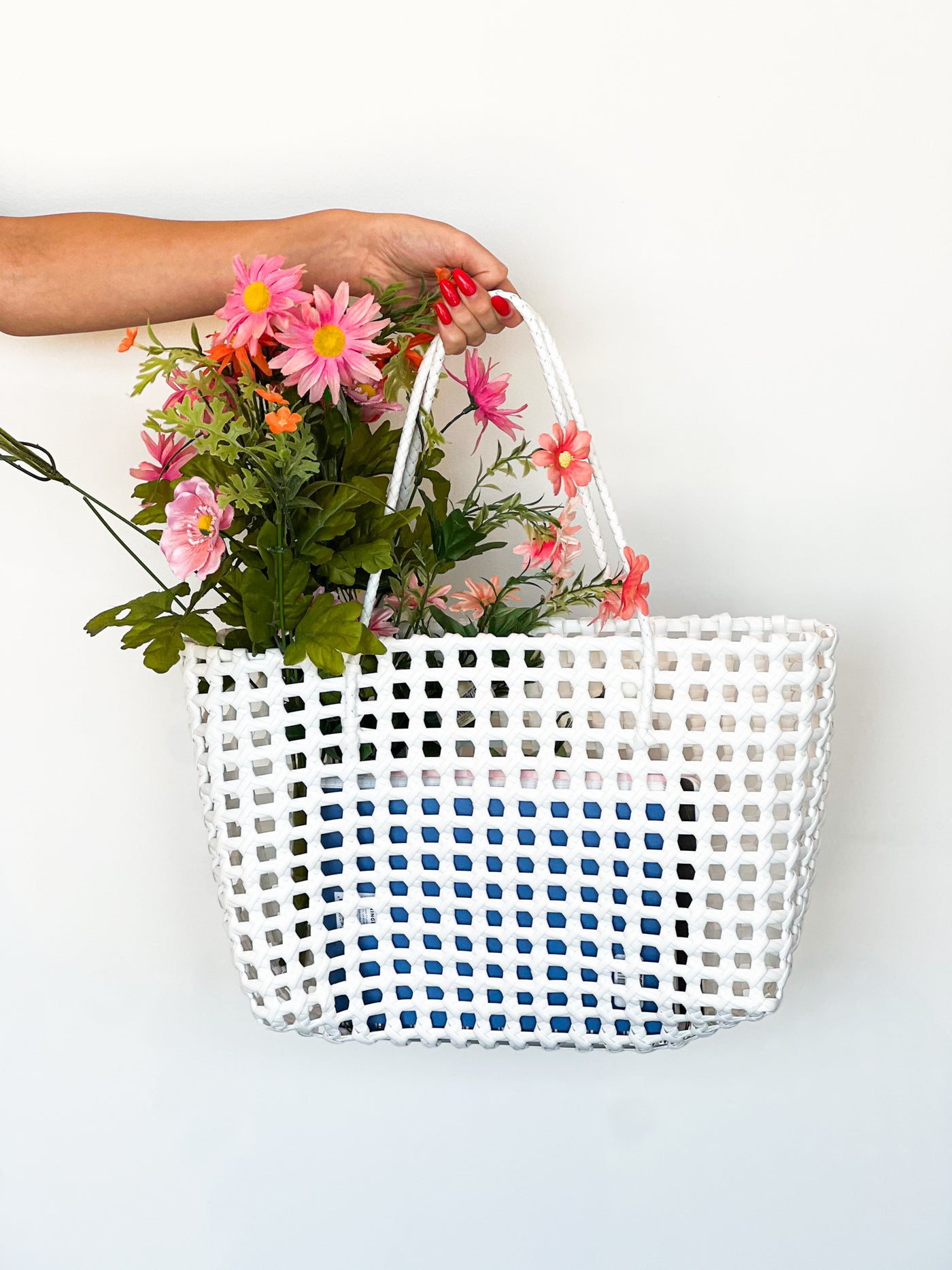 Bamboo Woven Tote- White-190 - ACCESSORIES - BAGS/BELTS-GOOD GAWDY-[option4]-[option5]-[option6]-Leather & Lace Boutique Shop