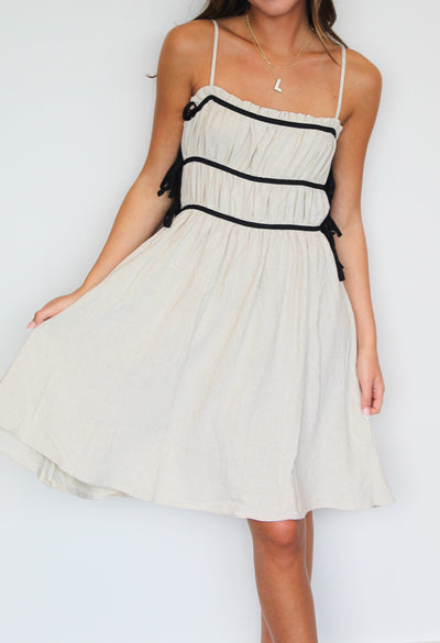 Linen Side Tie Dress-170 - DRESSES-VEVERET-[option4]-[option5]-[option6]-Leather & Lace Boutique Shop