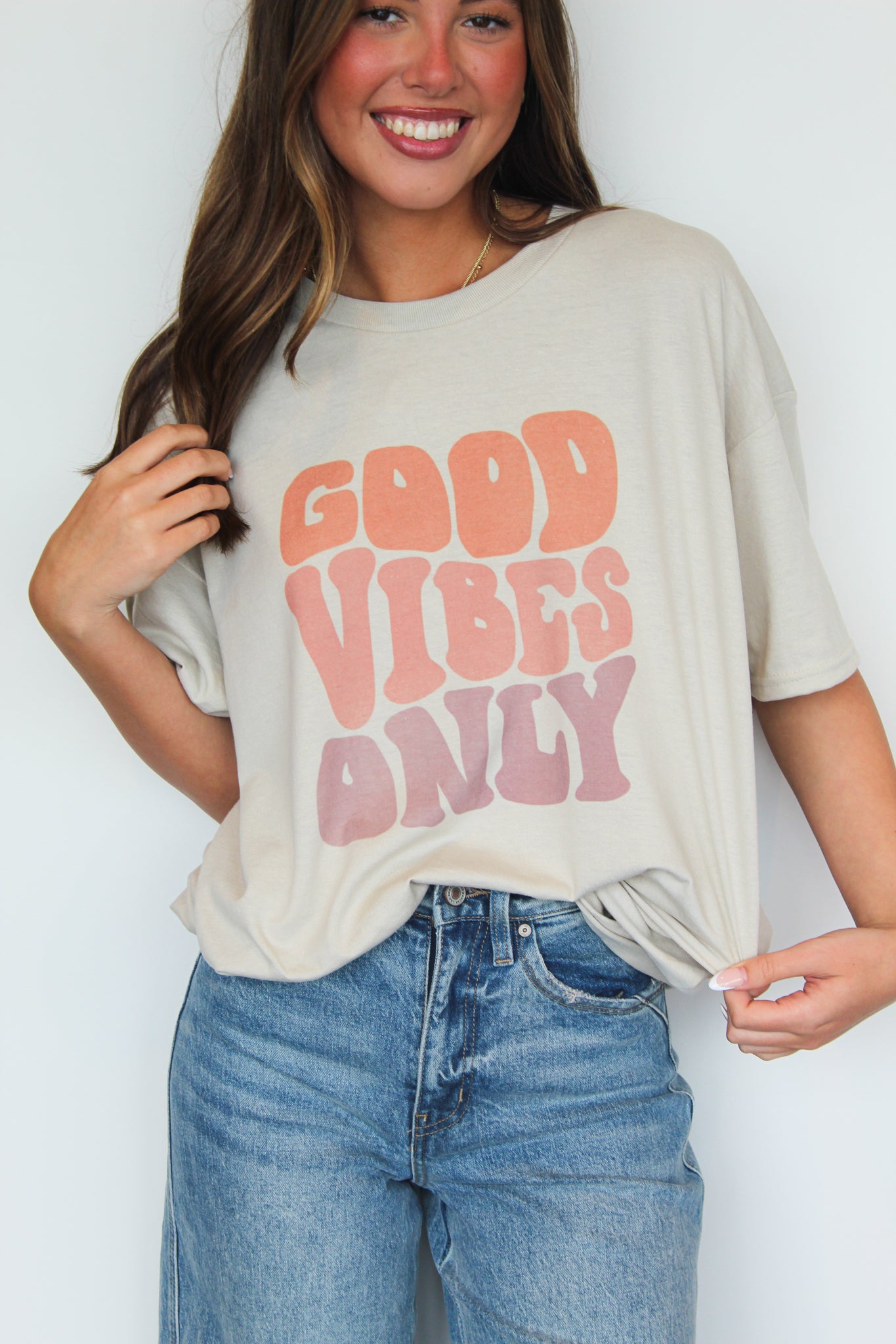 Good Vibes Only Graphic T-Shirt-135 - DEMAND GRAPHIC-LEATHER & LACE-[option4]-[option5]-[option6]-Leather & Lace Boutique Shop