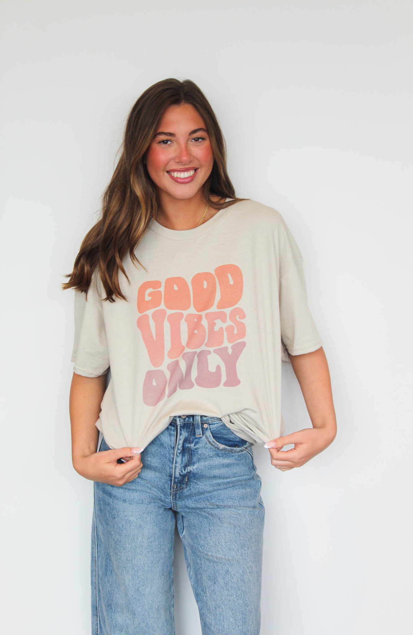 Good Vibes Only Graphic T-Shirt-135 - DEMAND GRAPHIC-LEATHER & LACE-[option4]-[option5]-[option6]-Leather & Lace Boutique Shop