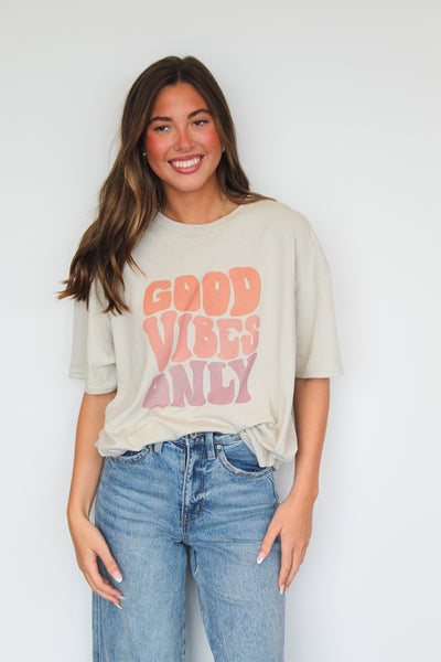 Good Vibes Only Graphic T-Shirt-135 - DEMAND GRAPHIC-LEATHER & LACE-[option4]-[option5]-[option6]-Leather & Lace Boutique Shop