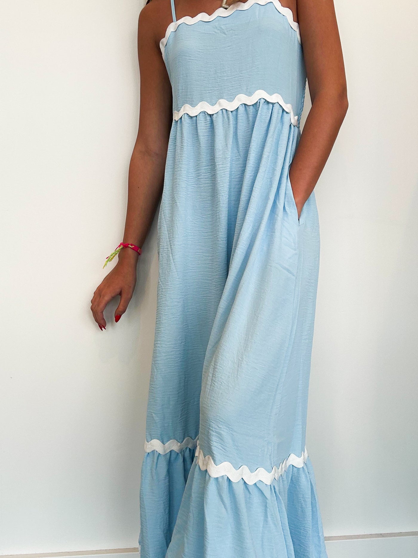 Ric Rac Sleeveless Maxi Dress- Baby Blue-170 - DRESSES-HAPTICS-[option4]-[option5]-[option6]-Leather & Lace Boutique Shop