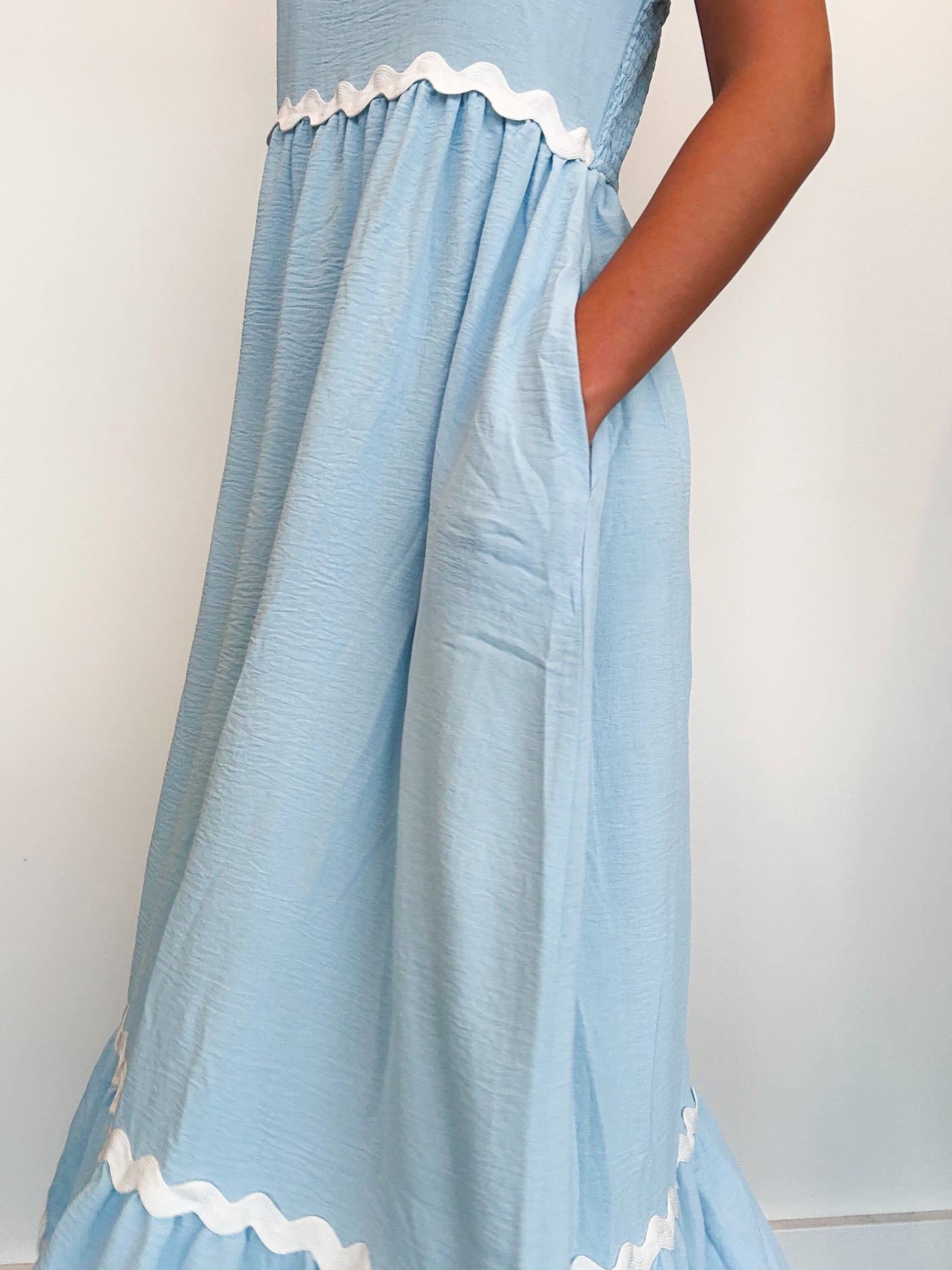 Ric Rac Sleeveless Maxi Dress- Baby Blue-170 - DRESSES-HAPTICS-[option4]-[option5]-[option6]-Leather & Lace Boutique Shop