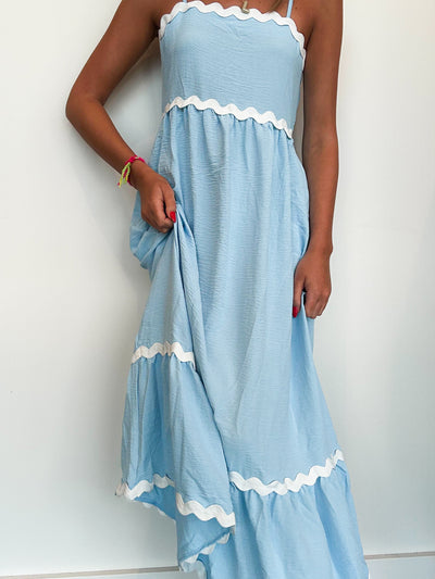 Ric Rac Sleeveless Maxi Dress- Baby Blue-170 - DRESSES-HAPTICS-[option4]-[option5]-[option6]-Leather & Lace Boutique Shop