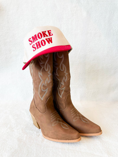 Oklahoma Smoke Show Trucker Hat-190 - ACCESSORIES - HATS/HEADWEAR-BABE-[option4]-[option5]-[option6]-Leather & Lace Boutique Shop