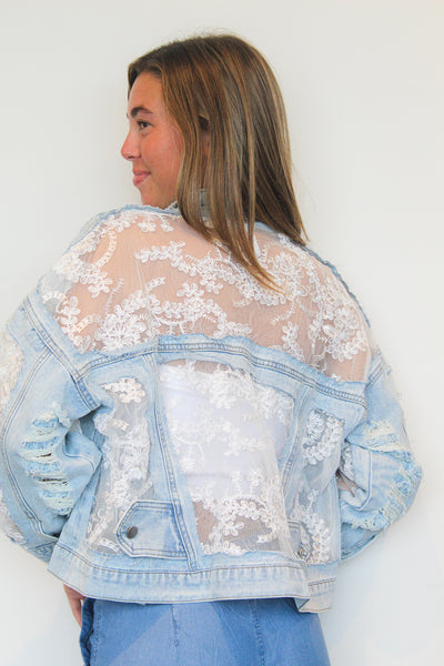 Lace & Denim Jacket-140 - TOPS - LAYERS/OUTERWEAR-HOT S7-[option4]-[option5]-[option6]-Leather & Lace Boutique Shop