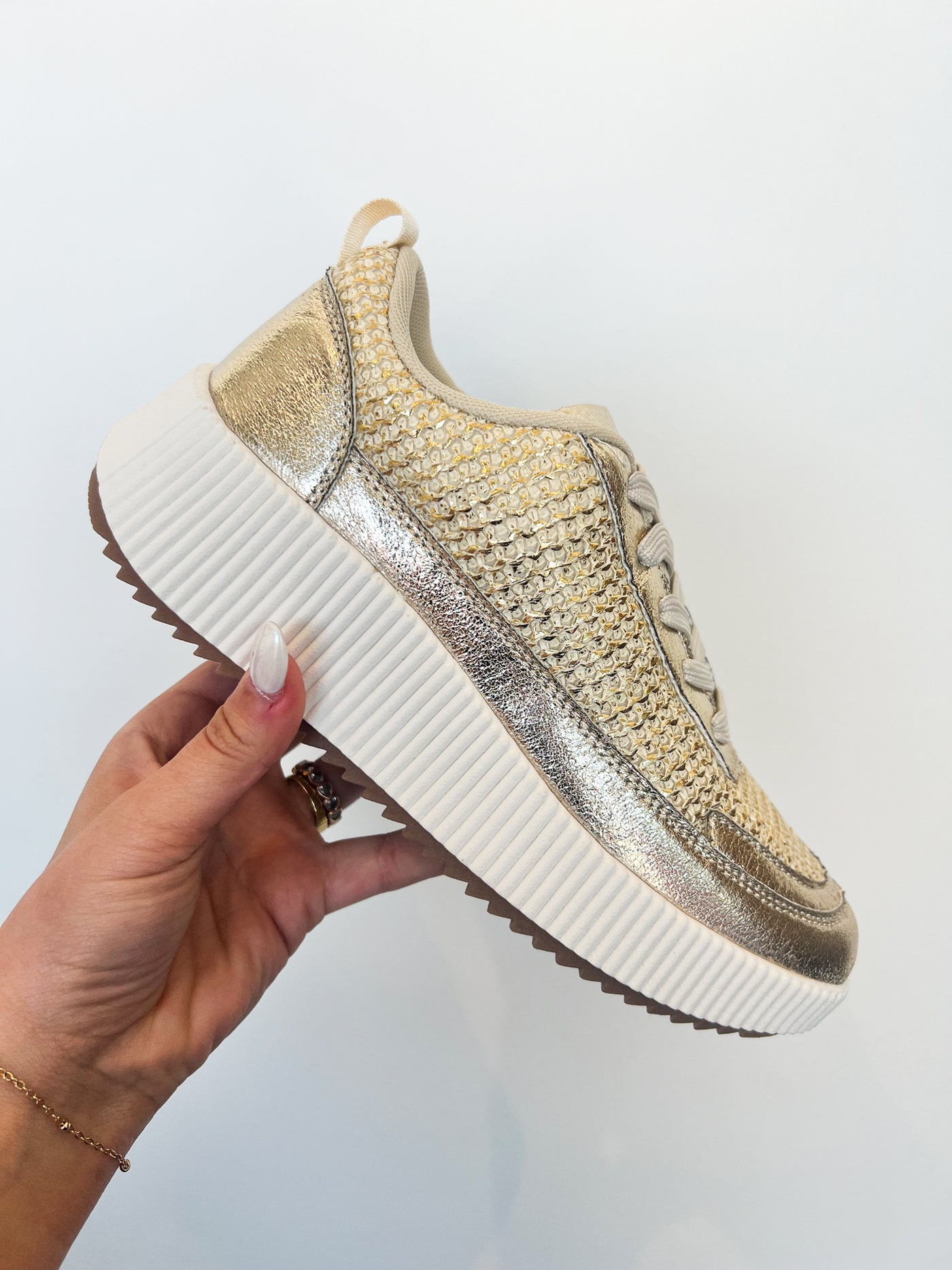 Willow Woven Sneakers- Metallic Gold-180 - SHOES-FOREVER LINK-[option4]-[option5]-[option6]-Leather & Lace Boutique Shop